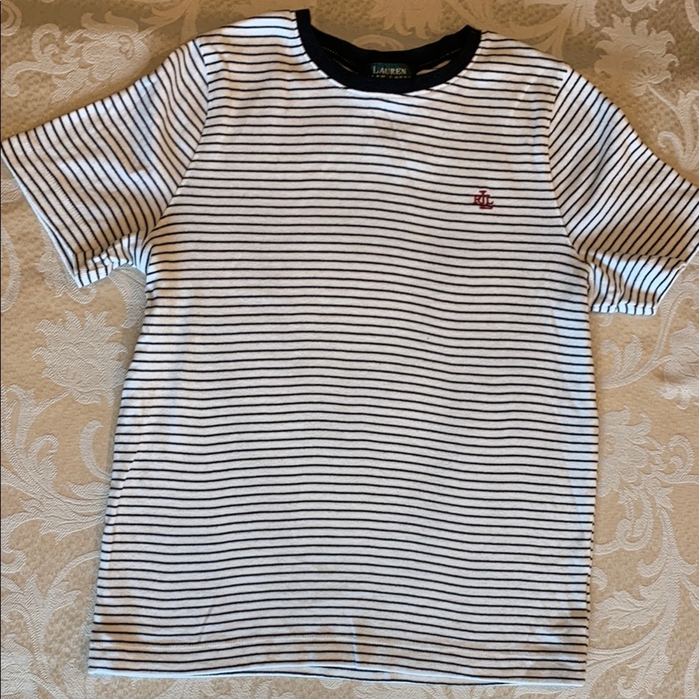 Ralph Lauren Black and White Striped Short Sleeve Tee